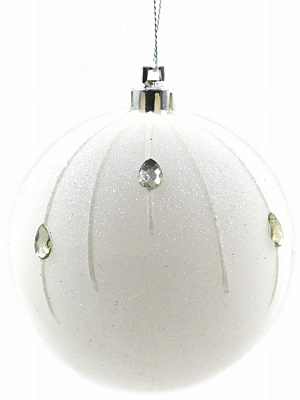 Шар новогодний Капельки 60 мм белый 6919