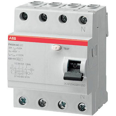 Дифференциальное реле  ABB FH204 AC-40/0,03 40A 30 мА 4P 2CSF204002R1400