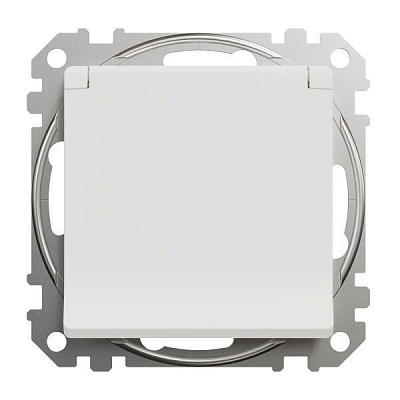 Розетка силова із заземленням Schneider Electric Sedna Design зі шторками з кришкою білий SDD111024