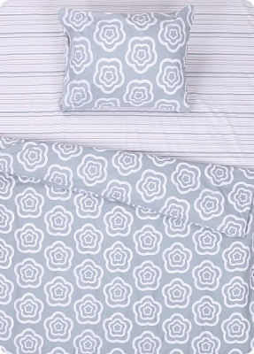 Комплект постільної білизни Білі троянди 1,5 сірий із білим