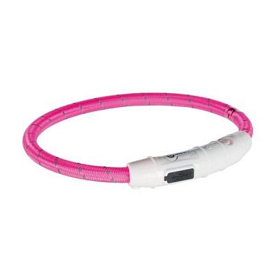 Ошейник Trixie для собак с подсветкой и с USB XS-S 35 cм/7 мм розовый 12706