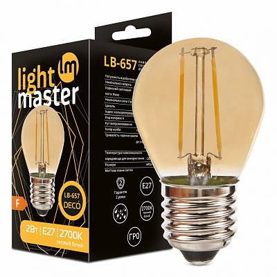 Лампа светодиодная LightMaster LB-657 Filament Deco G45 2 Вт E27 2700 К 230 В прозрачная 81052