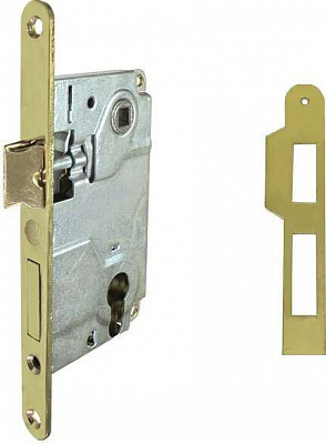 Дверний замок міжкімнатний STV JNI9171 BP з відповідною планкою полірована латунь