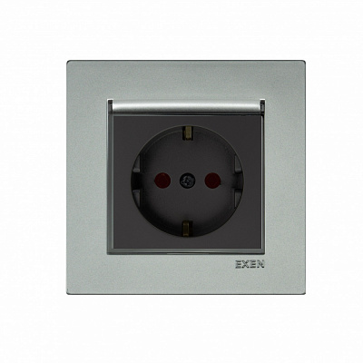 Механізм розетки побутова із заземленням EXEN Karell IP20 срібло 290-001003-240