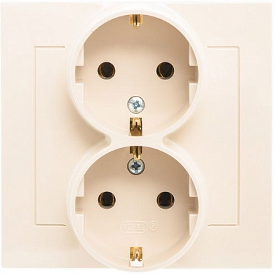 Розетка подвійна із заземленням Ospel Kier 16 А 250 В без шторок кремовий GP-2WS/01