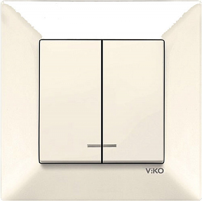 Вимикач кнопковий двоклавішний Viko Meridian з підсвіткою 10 А крем 90970250-WH