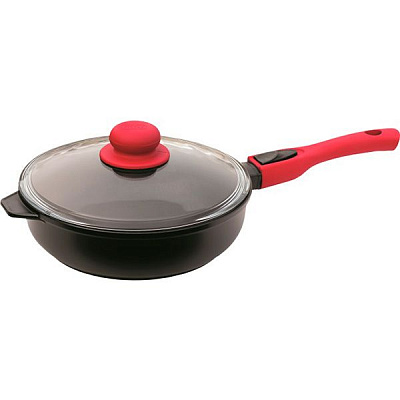 Сковорода з антипригарним покриттям знімна ручка + скляна кришка 24 см Титанал 2406РС Biol