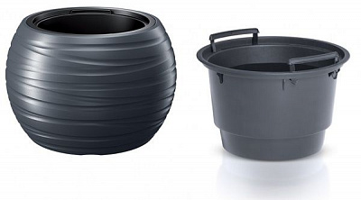 Горшок для цветов Prosperplast MAZE 396х260 мм круглый антрацит 