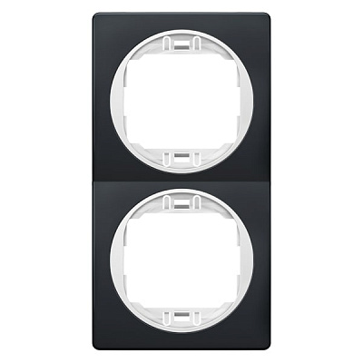 Рамка двомісна Aling-Conel Eon вертикальна чорний/білий E6711.EO