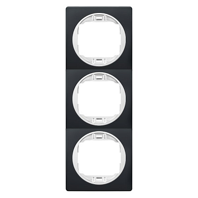 Рамка трехместная Aling-Conel Eon вертикальная черный/белый E6713.EO