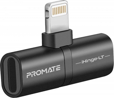Переходник Promate iHinge-LT 2 в 1 Lightning to Lightning Audiо & Sync/Charge Black черный (ihinge-lt.black) 