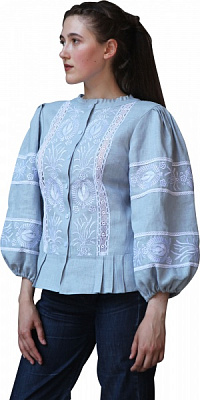 Вышиванка Галерея льна Роуз голубой р. 50 9128/50/1305 