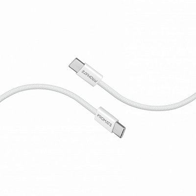 Кабель Promate USB-C to USB-C 60W Power Delivery 1,2 м white (ecoline-cc120.white)