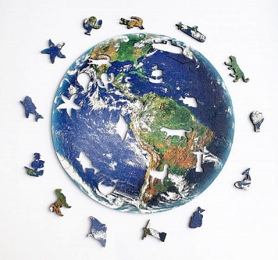 Пазл дерев'яний Земна куля 300х300 мм ZABAVA