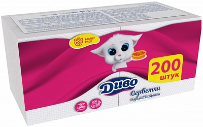 Салфетки столовые Диво 24х24 см 200 шт.