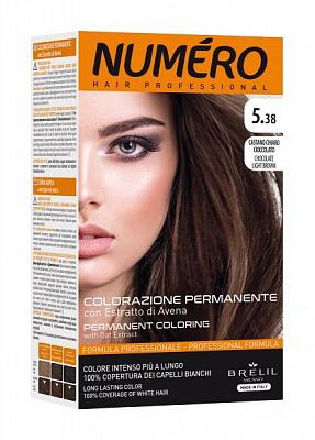 Крем-фарба для волосся Numero 5.38 Chocolate light brown (світлий шоколадний каштан) 140 мл