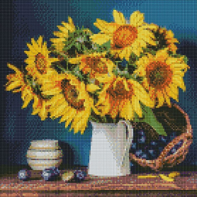 Алмазная мозаика Яркие подсолнухи 40х40 см Идейка 