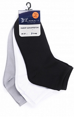 Набор носков женских Luna хлопок 2251720405011 р.25-27 см черный/белый/серый