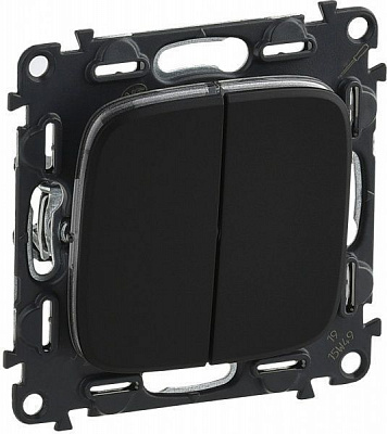 Вимикач прохідний двоклавішний Legrand Allure без підсвітки 10 А 250В антрацит 752918