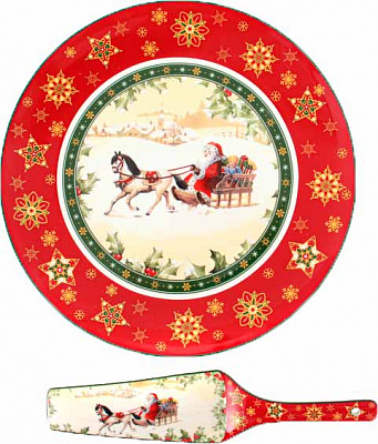 Блюдо круглое для торта с ложкой 986-084 Christmas Collection Lefard 