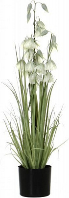 Рослина штучна Кортадерія в пластиковому горщику 84 см біло-зелена