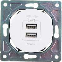 Механізм розетки USB кінцева подвійна HausMark Bela без шторок без кришки білий SNG-SCP.RD20MG2U-WH