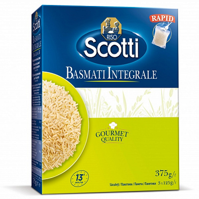 Рис Riso Scotti Рис длиннозернистый коричневый Басмати интеграл в пкт 3х125г 375 г 