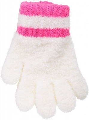 Варежки ДАЙС Puchatki р.14 белый с розовым 13830200 