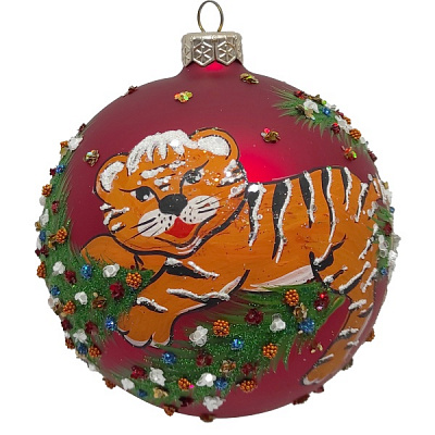 Куля новорічна 80 мм червоний 9481