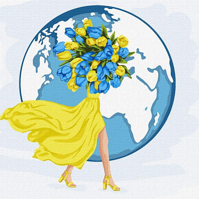 Картина за номерами Разом зі світом 40х40 см Ідейка