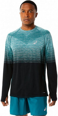Футболка Asics SEAMLESS LS TOP 2011C394-301 р.XL черно-зеленый