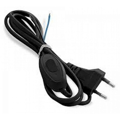 Шнур с выключателем многожильный UP! (Underprice) ШВВП 1,5 м черный 2х0,75 медь 