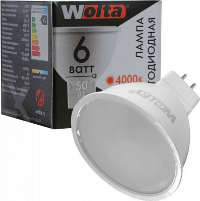 Лампа светодиодная Wolta 6 Вт MR16 матовая GU5.3 220 В 4000 К 