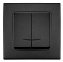 Выключатель двухклавишный Viko Linnera Life с подсветкой черная ночь