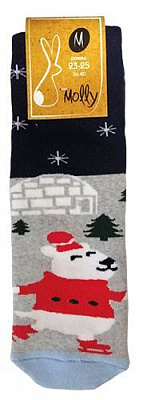 Носки женские Молли Медведи на коньках р. 23-25 темно-синий 1 пар 