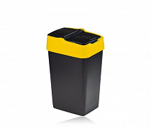Бак для мусора с крышкой Heidrun Push & Up 35 л черный с желтым 1343