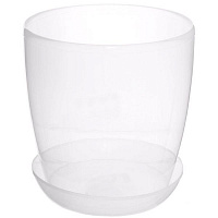 Горшок пластиковый Омела глянцевый круглый 1,4л прозрачный 