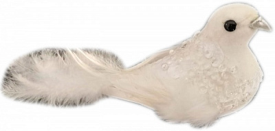 Декорація Dalian Everglory пташка пухова з кристалами 26 см білий EYJY20Q3204