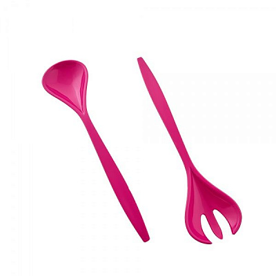 Набор ложка и вилка для салату Мульти розовый Алеана