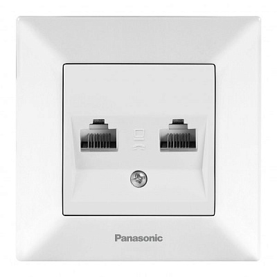 Розетка комп'ютерна + телефонна Panasonic Arkedia Slim RJ45 CAT5e + телефон RJ11 CAT3 білий 480200237