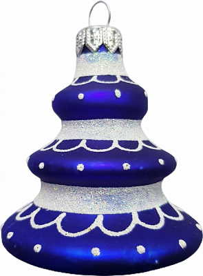 Елочная игрушка Юріта Пирамидка синяя 7,5 см 1070M