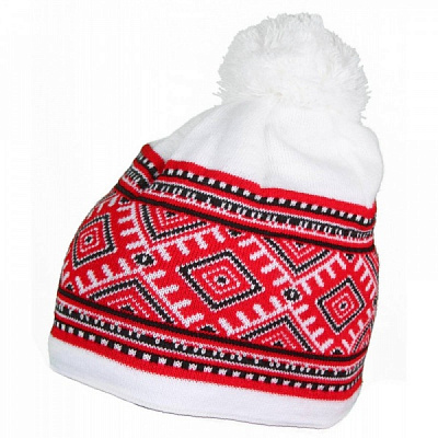 Шапка Cofee біла з принтом та помпоном р. one size UA5500.08