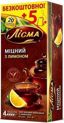 Чай черный Лисма Крепкий с лимоном 25 шт. 