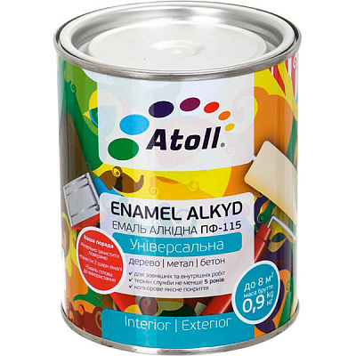 Эмаль Atoll алкидная ПФ-115 красный глянец 0,8кг