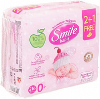 Детские влажные салфетки Smile Baby для новорожденных 2+1 216 шт.
