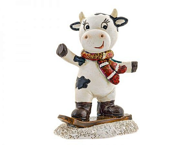 Фигурка декоративная Коровка на сноуборде 9 см 192-084 Lefard