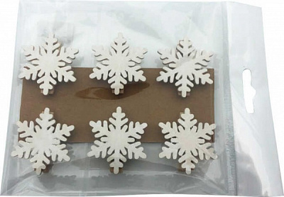 Декорація New Star сніжинка на прищепці в наборі 4шт 4 см E8021830-18