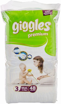 Подгузники Giggles Premium Midi 4-9 кг 48 шт.