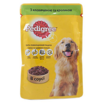 Корм Pedigree з яловичиною і кроликом в соусі 100 г