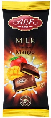 Шоколад АВК МОЛОЧНЫЙ С начинкой МАНГО 90 г 